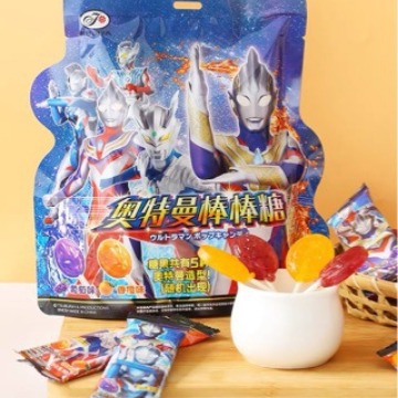 不二家奥特曼葡萄香橙味棒棒糖赛罗迪迦图案水果味糖果100g*15包