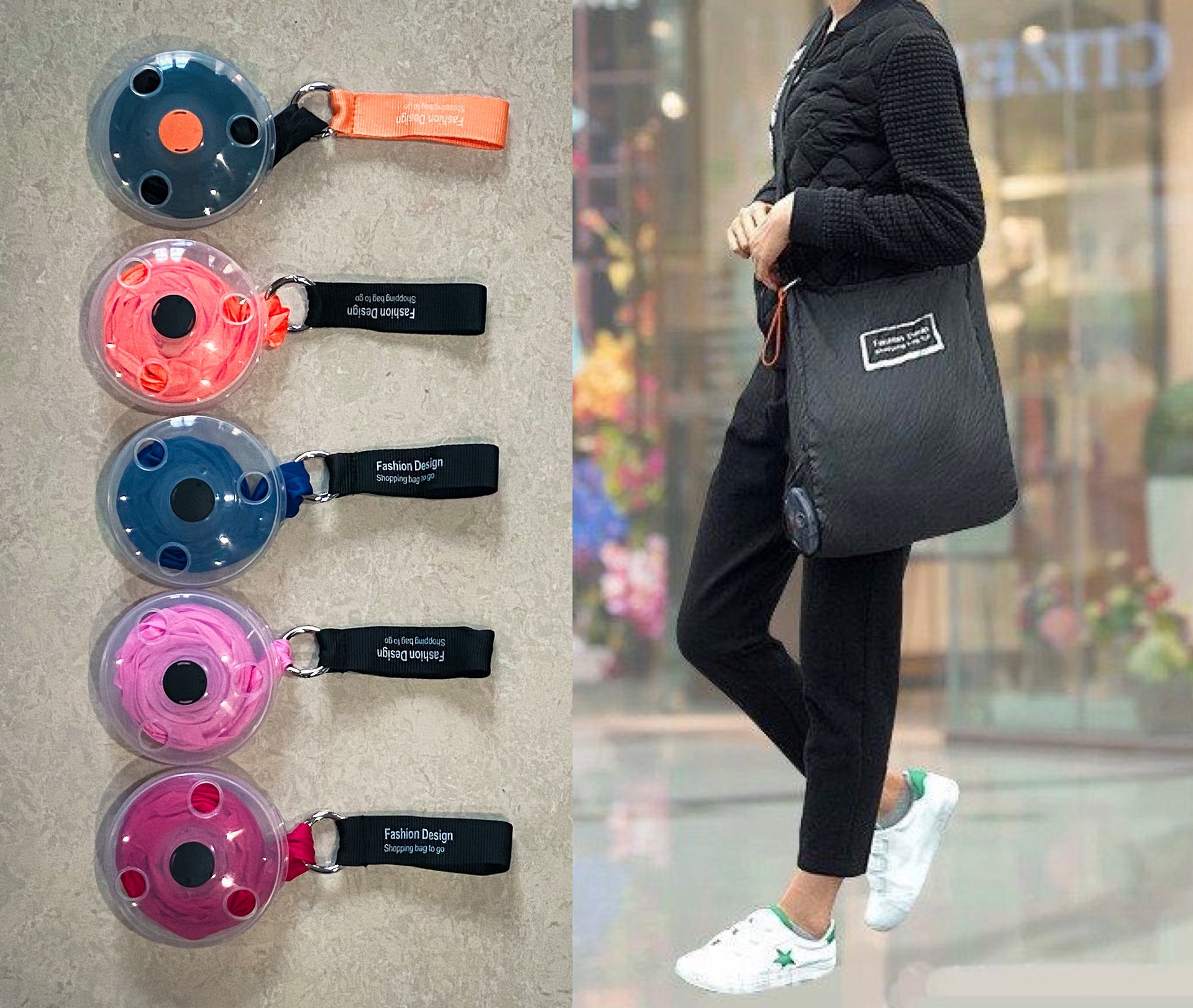 超小便携式折叠伸缩收纳袋手提袋多功能小圆盘购物袋shopping bag