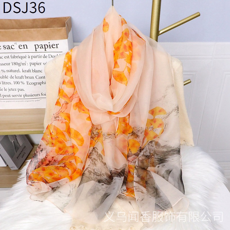 2022 New Sunscreen Thin Silk Scarf Female All-Matching Sun-Proof Shawl TikTok Hot Sale Sun Protection UV Protection Large Gauze Scarf