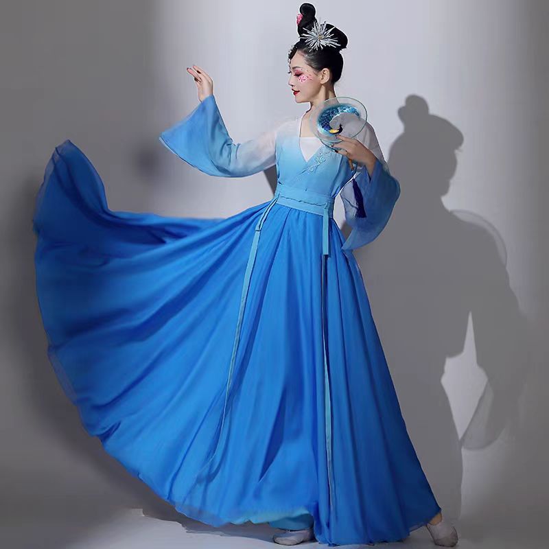 青山远黛古典舞演出服女飘逸古装女子群舞汉唐舞蹈服装艺考服套装