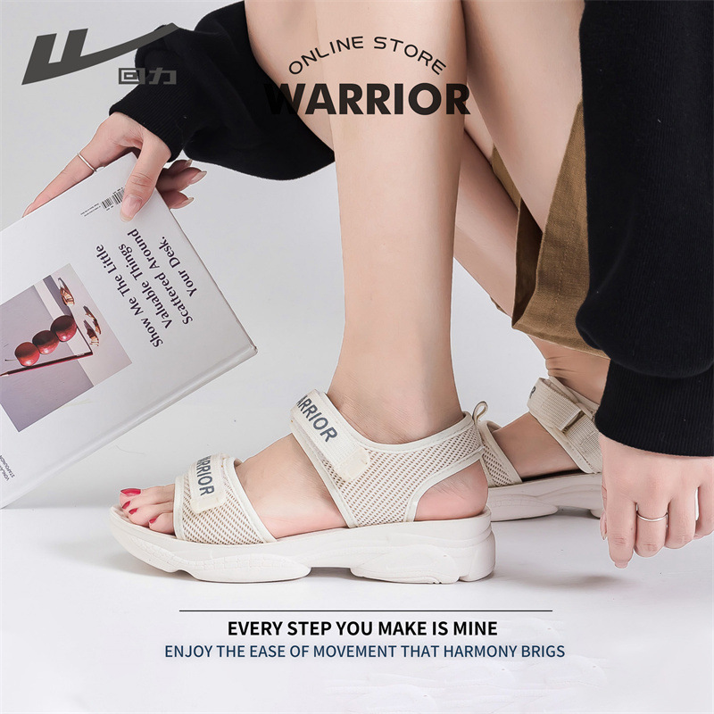 回力凉鞋女2022新款夏季平底魔术贴厚底ins休闲沙滩鞋运动凉回力