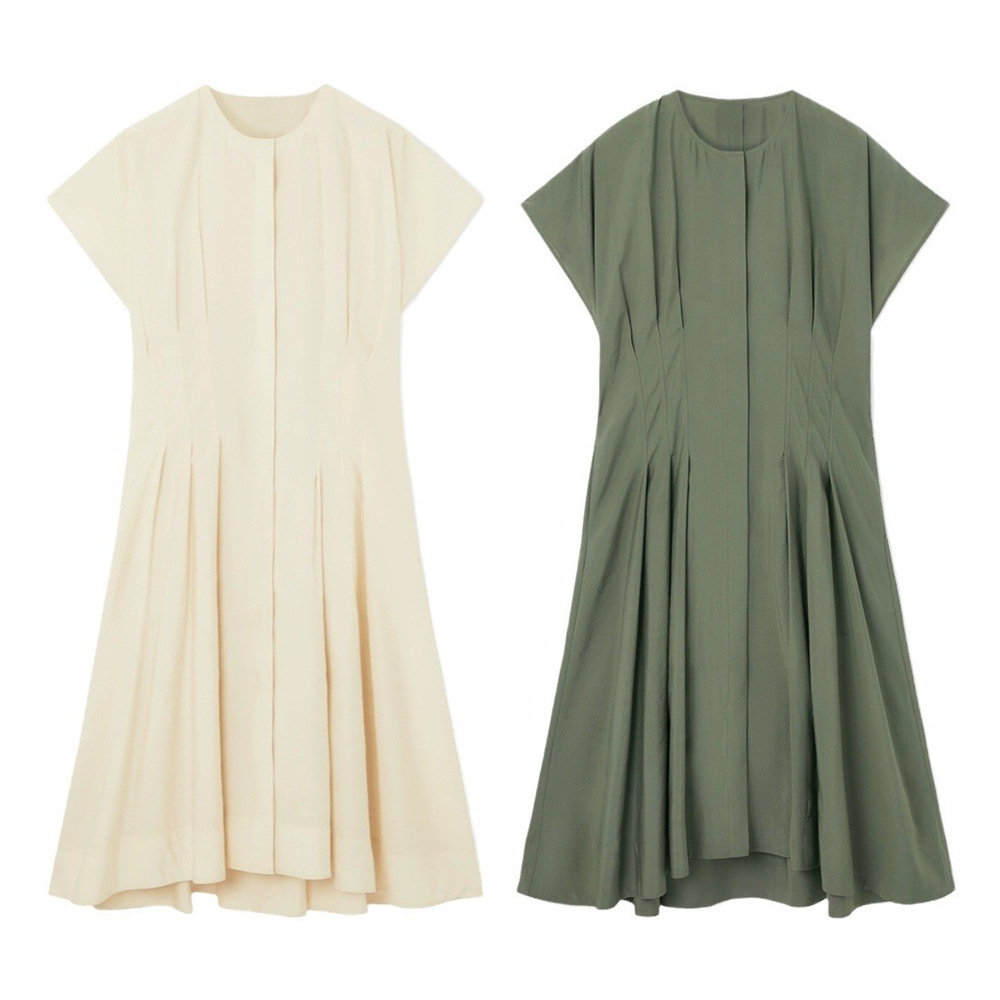 myst&za女装2024春季新款休闲标准版型收腰褶裥连衣裙 1230558001