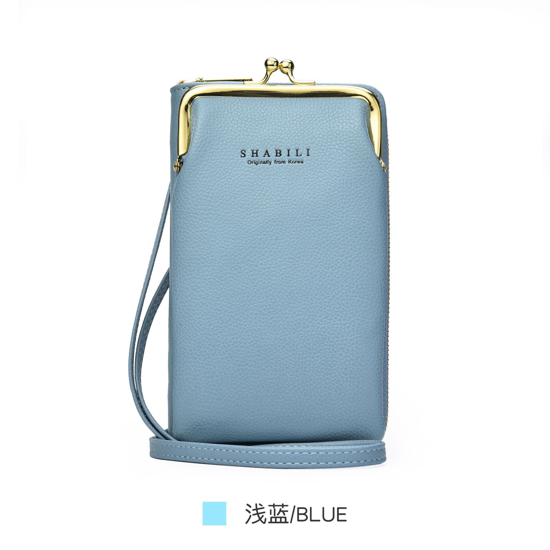 Clip Bag New Women's Long Wallet Women's Cross-Border Large Capacity Fashion Shoulder Messenger Bag Solid Color Phone Bag