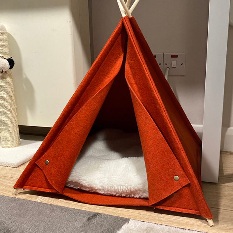 新款毛毡宠物窝 宠物用品帐篷窝 可折叠保暖毛毡狗房子