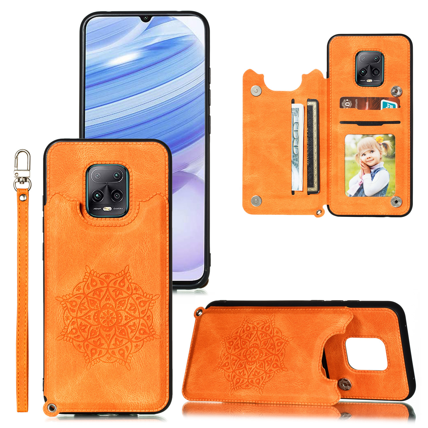 适用小米10xpro5g曼陀罗多功能手机卡包磁吸支架红米k30保护皮套