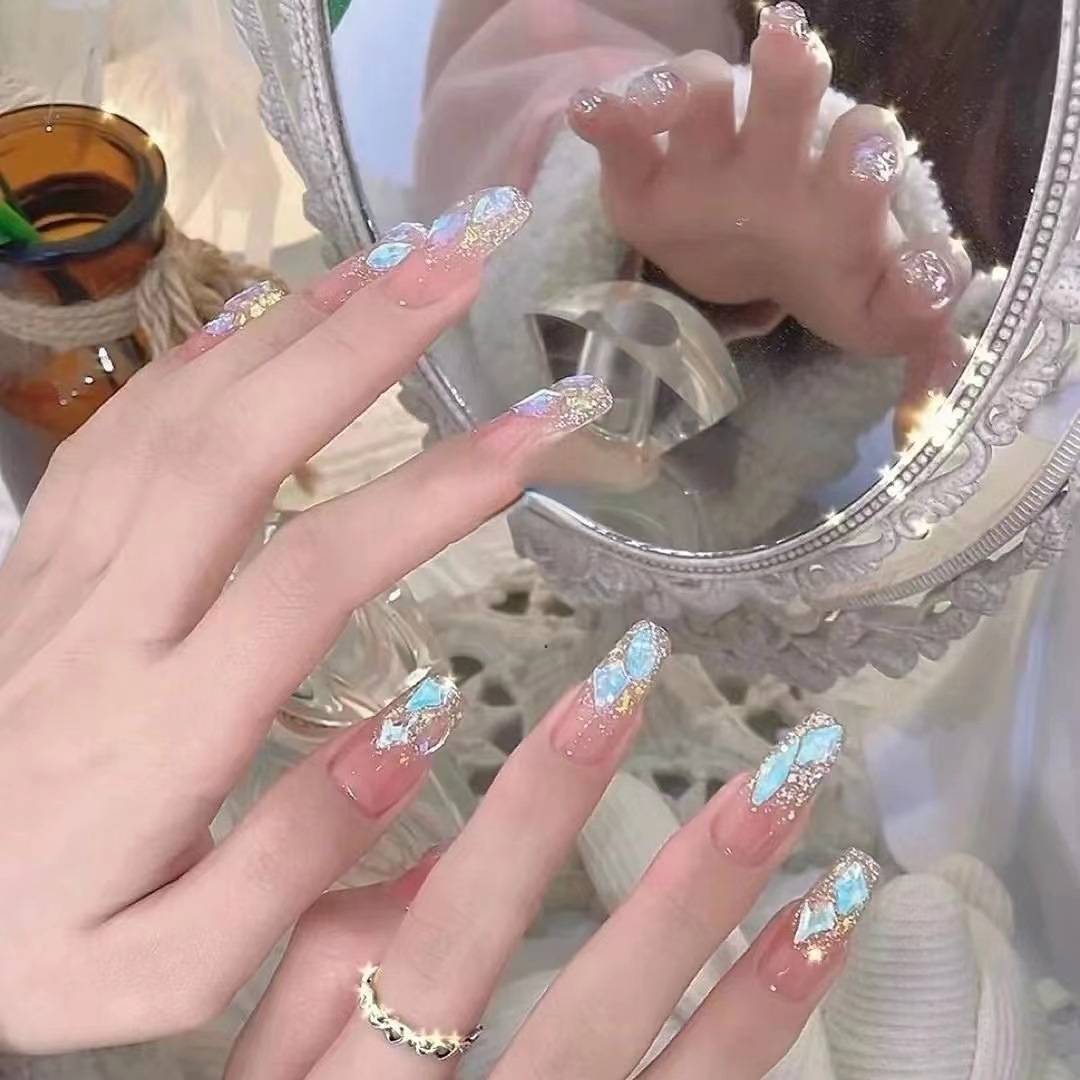 纯手工穿戴甲批发抖音网红兔哥温精灵同款爆款可拆卸学生新娘美甲