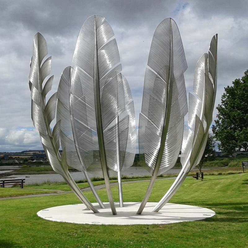 步行街不锈钢羽毛雕塑售楼处景观摆件酒店广场雕塑样板房金属小品