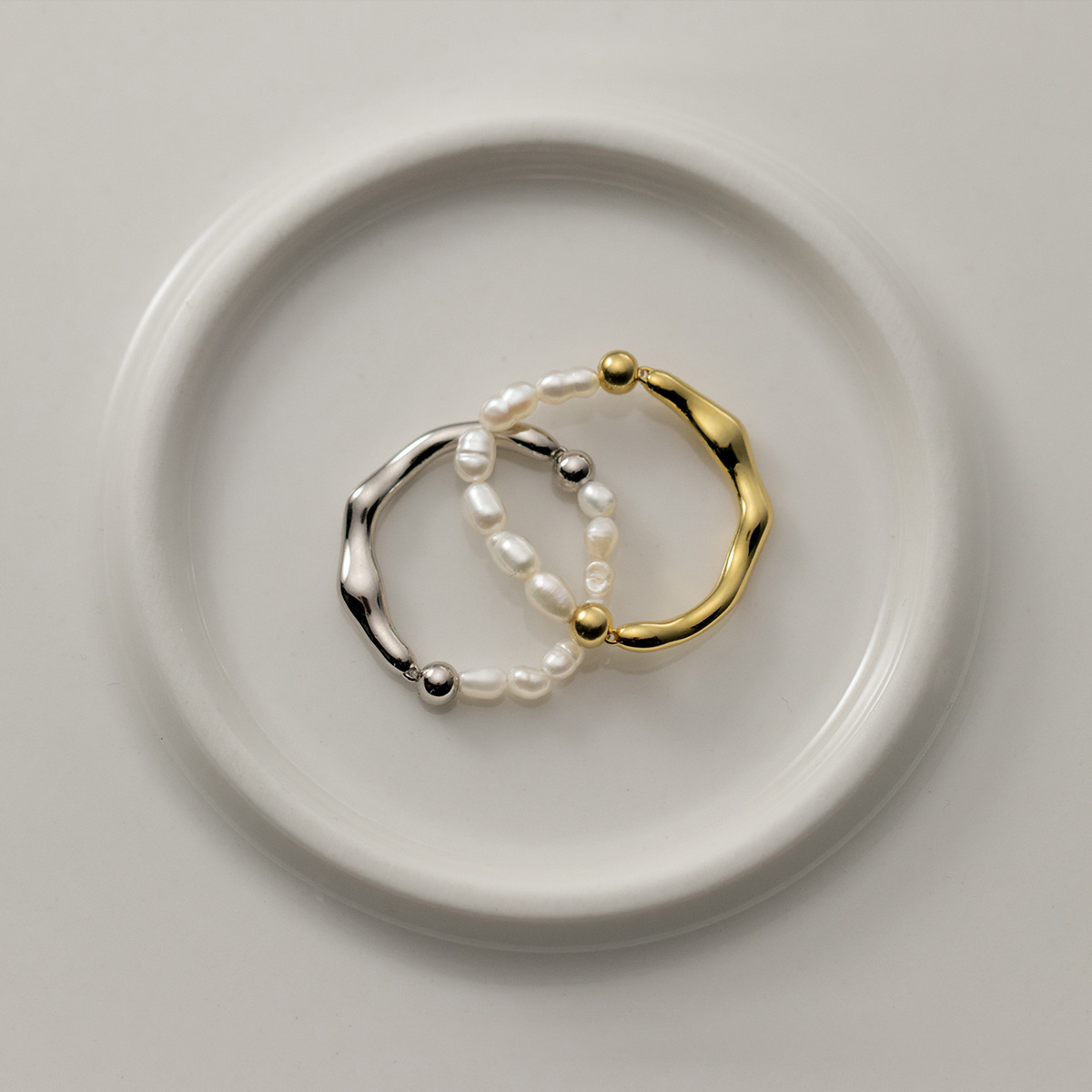 爱洛奇 s925纯银异形珍珠戒指小红书ins冷淡风个性指环女r00206