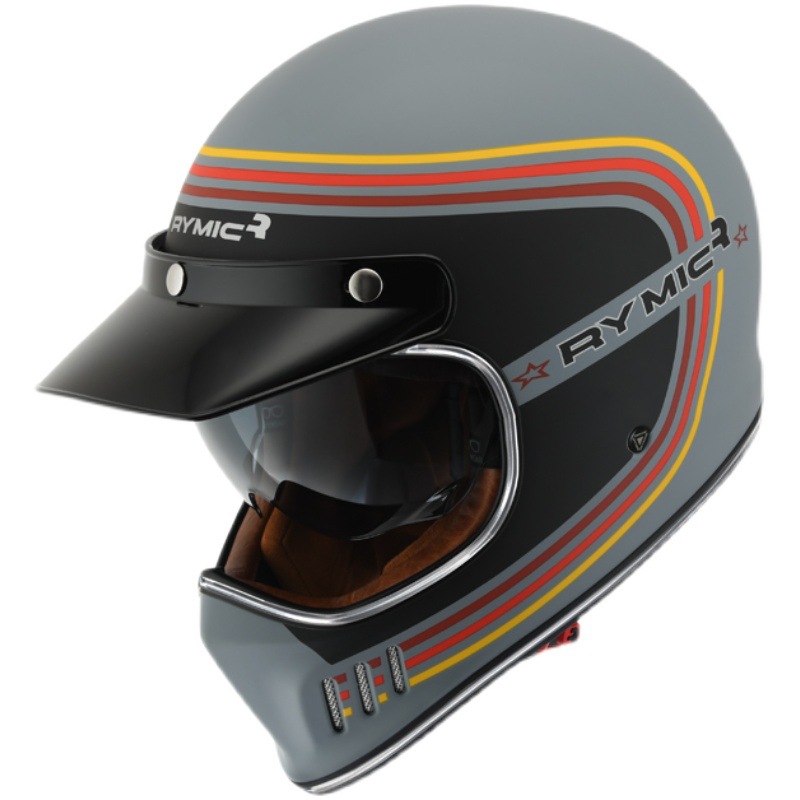 机车网rymic摩托车复古头盔覆式全盔电动车男女个性酷四季安全帽