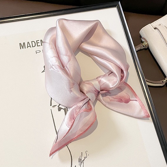 new chinese style elegant mulberry silk decoration small square towel multi-functional all-match silk scarf scarf hair band