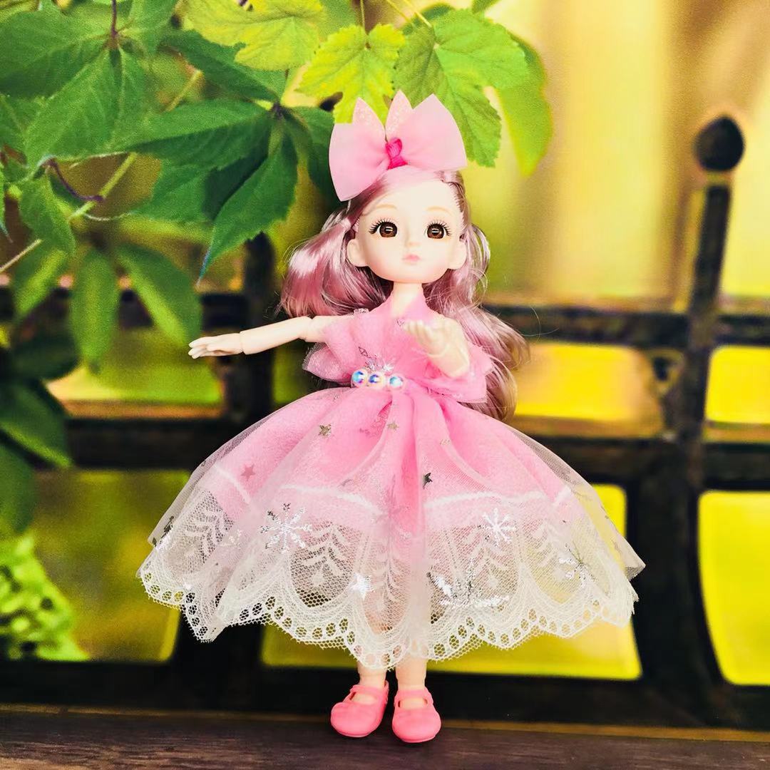 网红波浪发洋娃娃25厘米多关节仿真眼芭拉比萝莉公主玩偶娃娃挂件