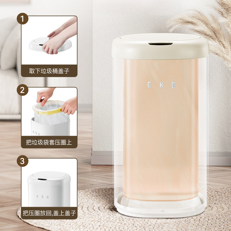 Eko Smart Trash Can Induction Household Living Room and Kitchen Light Luxury Toilet Automatic 2023 New