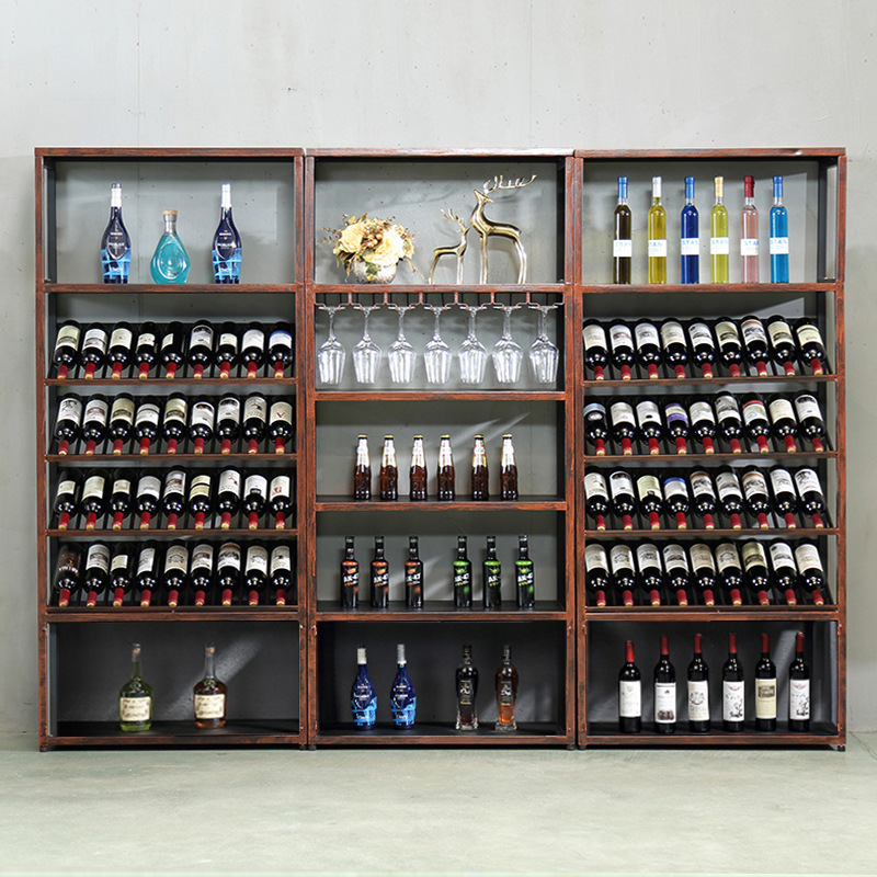 现代简约铁艺红酒柜展示架靠墙客厅餐厅红酒架置物架葡萄酒架落地