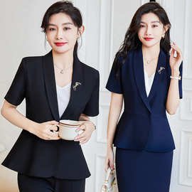 2022职业装女装套装夏装短袖套裙气质大码ol工装空姐制服工作服