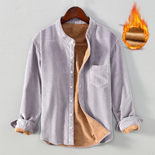L912冬季灯芯绒加绒加厚长袖衬衫男青年保暖外套休闲潮流一件代发
