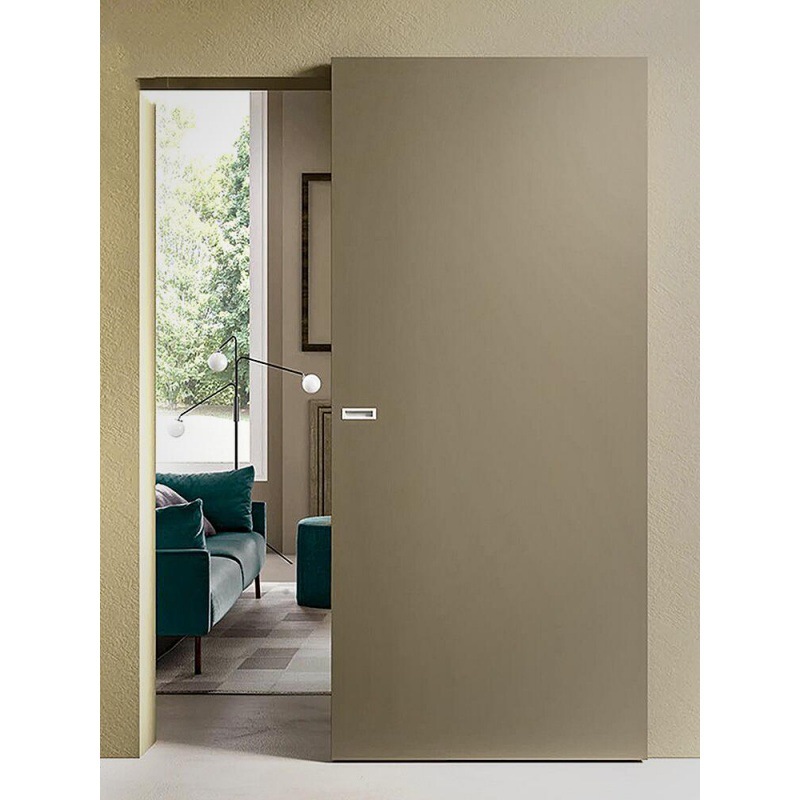 无轨道隐藏式幽灵门推拉隐形吊滑巴士门简约实木复合烤漆移门