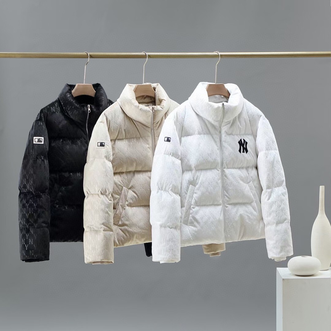 2021冬季新款韩版mlb灯芯绒ny刺绣短款女士羽绒服 ny暗花女羽绒服
