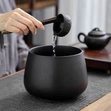 茶具茶洗大小号复古禅意日式陶瓷水盂茶渣缸茶道配件建水家用带盖