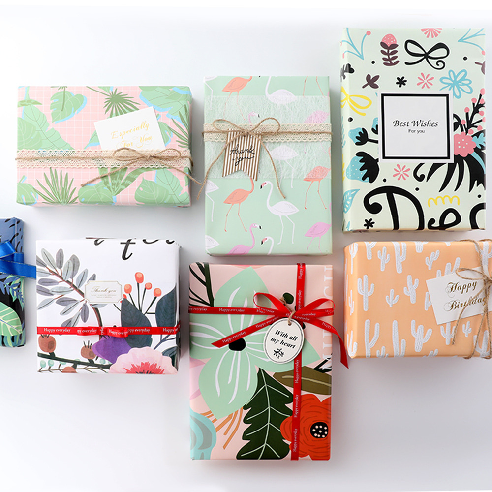 油画手绘包装纸 ins风创意diy手工纸礼品礼物壁纸lulurun圣诞节