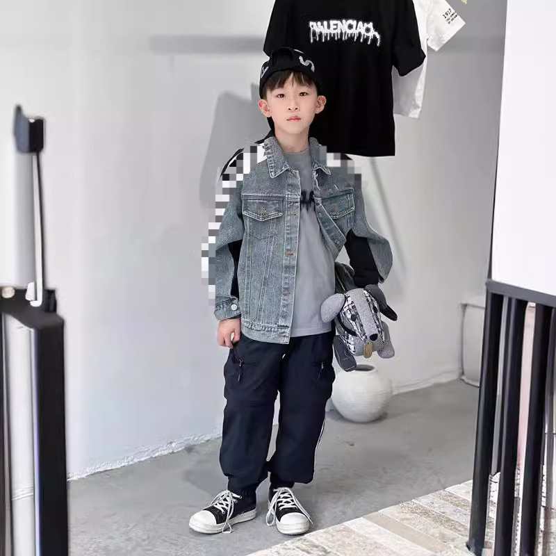 fw 2024春款童装 男童做旧拼接牛仔衣 儿童牛仔外套-阿里巴巴