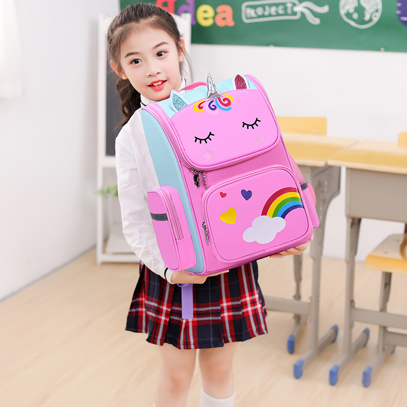 Unicorn Elementary School Student Cartoon Schoolbag Grade 1-3-6 Space Children's Schoolbag Kindergarten Backpack Printed Logo