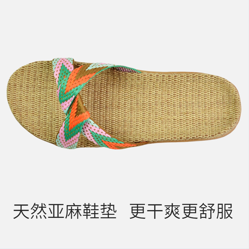 Linen Slippers Men and Women Couple Home Summer Indoor Floor Non-Slip Home Slippers Factory in Stock Wholesale