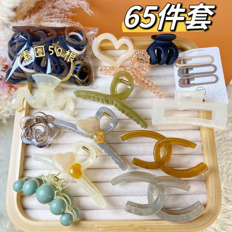 Tiktok 67-Piece Set Barrettes Factory Direct Jelly Color Grip Transparent Large Hair Clip Barrettes Set Hot Wholesale