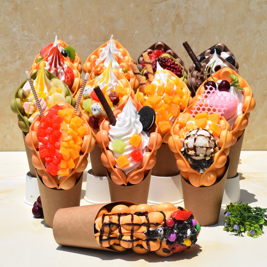 仿真鸡蛋仔模型冰激凌冰激淋奶茶店假鸡蛋步行街可水洗耐摔