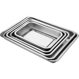 烧烤盘子盛家用盆平底长方形白钢托盘方盘铁盘西餐深餐盘纯色1个