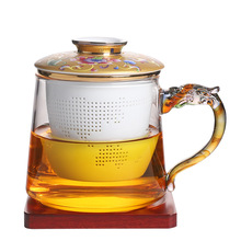钱金晶 日式高档玻璃茶杯茶水分离办公室泡茶杯带盖子个人专用杯