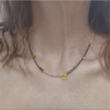 日本古董珠天然石原创设计小众项链锁骨链饰品