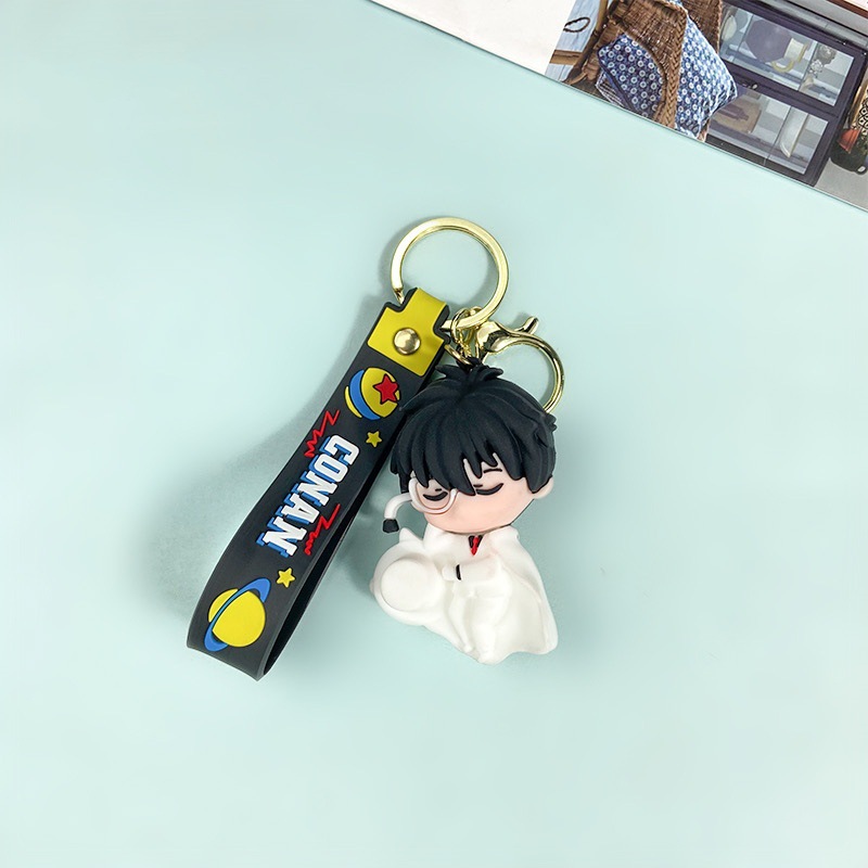 Creative Anime Detective Conan Keychain Cute Conan Sleep Team Key Chain Men and Women Handbag Pendant