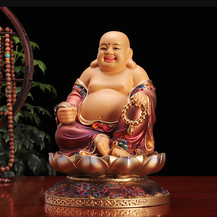 笑佛弥勒佛纯铜坐像站像卧像铸造大型铜佛像镀金彩绘贴金寺庙用品
