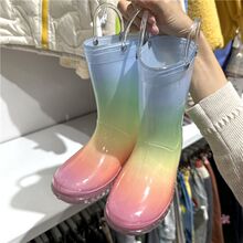 女童雨鞋儿童防滑学生雨靴硅胶水鞋女款中筒彩虹大童韩版一件代发