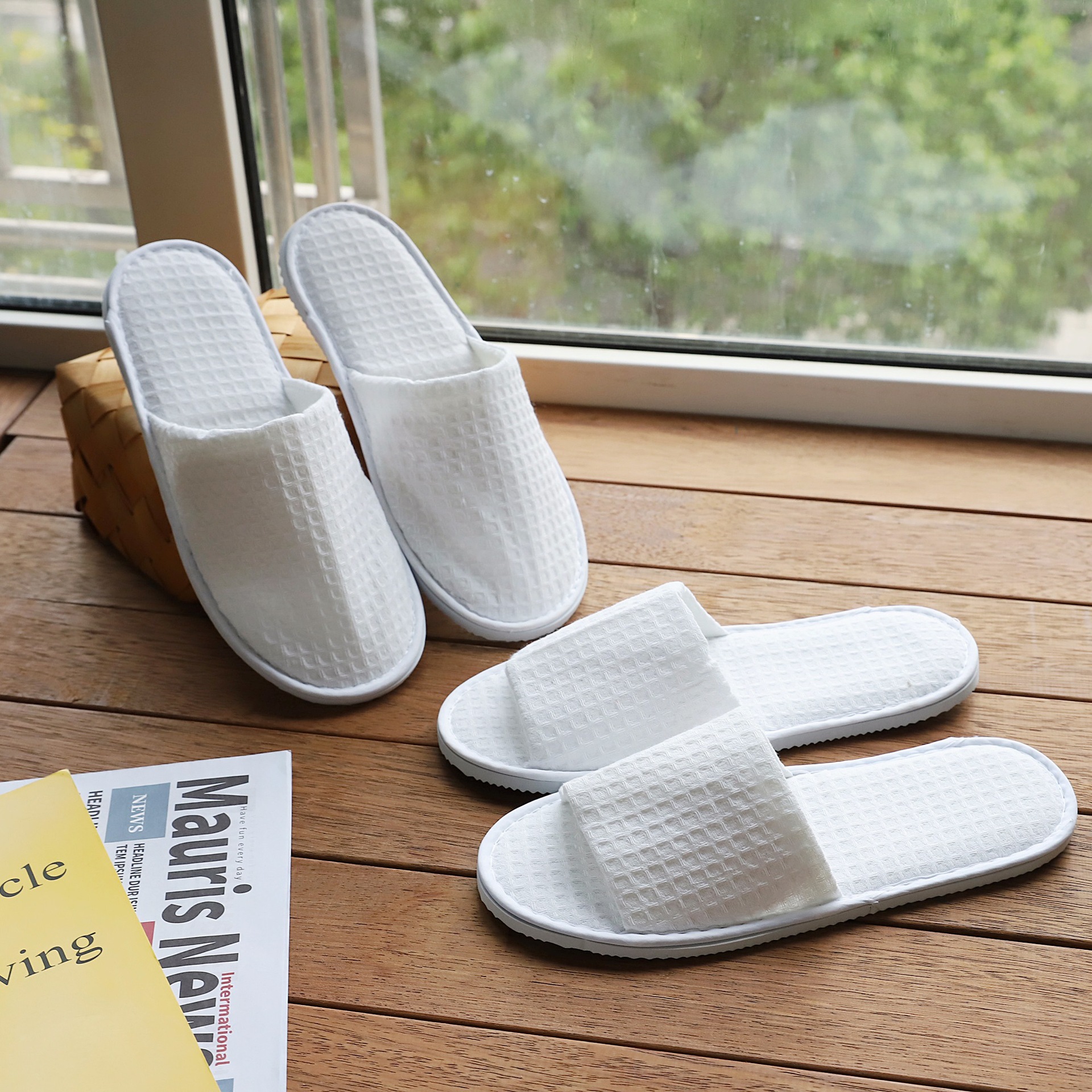 waffle hotel guest room disposable slippers aviation supplies travel commercial home hospitality five-star