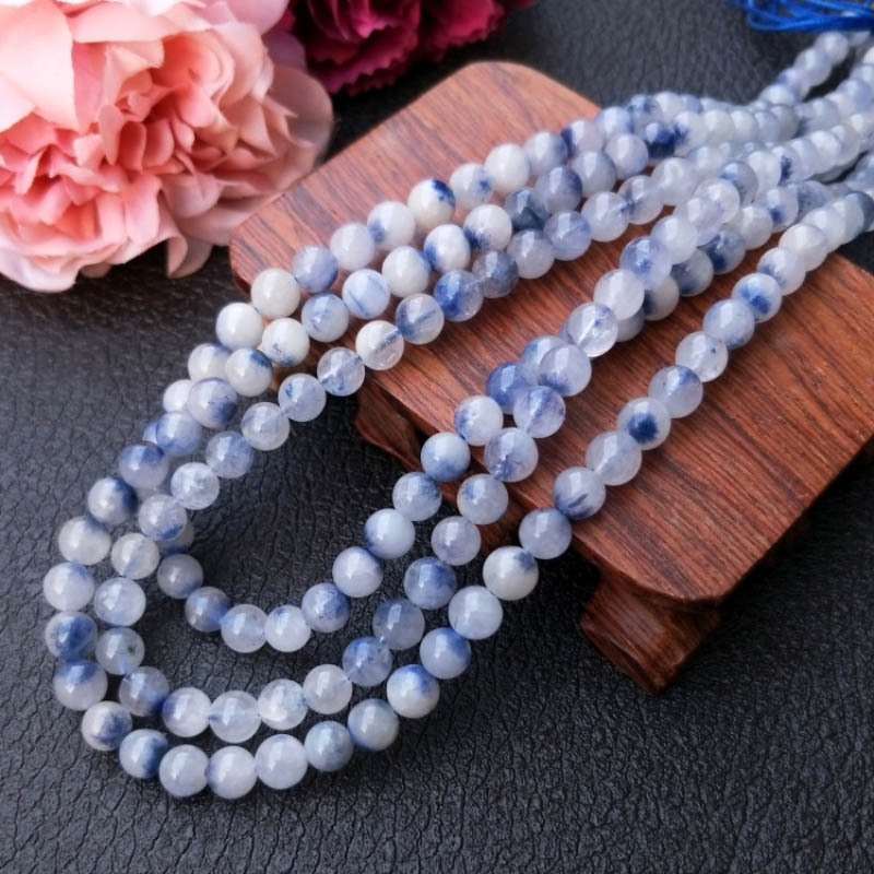 烨烨 跨境天然蓝发晶多圈手串 蓝线石dumortierite水晶手链 批发