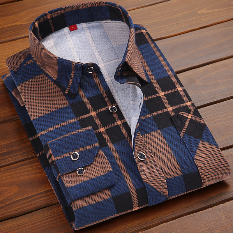 Men's Long Sleeve Large Size Plaid Shirt Spring and Autumn New Fashion Casual Trendy Men's Clothing Jacket