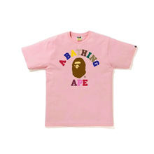 跨境批发货源夏季新款潮牌彩色字母猿人印花男女棉质短袖T恤