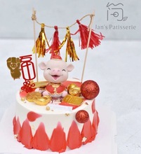 派对装饰蛋糕插件猪年卡通小猪发财猪宝宝烘焙生日蛋糕装饰摆件