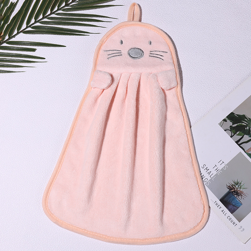 Plus-Sized Thick Cute Cartoon Hanging Hand Towel Absorbent Children's Kitchen Bathroom Rag Household Hanging Towel