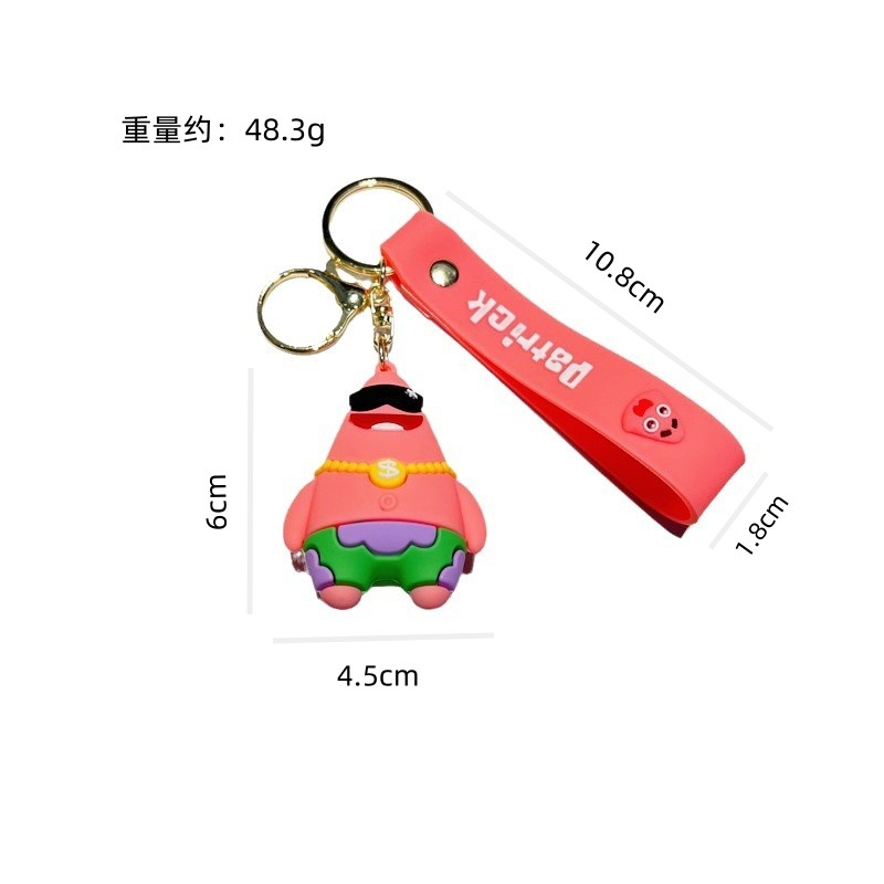 Creative Cartoon SpongeBob Key Chain Trendy Cool Big Eyes Cute Pie Star SpongeBob Key Chain Men and Women's Pendants