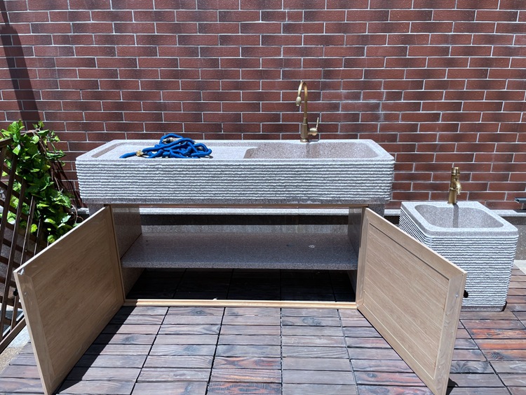 户外大理石材洗衣池庭院石头水槽花岗岩别墅一体柜门台面盆洗手池