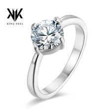 跨境亚马逊钛钢镶钻女戒指环 不锈钢镶单钻结婚订婚戒指手饰厂家