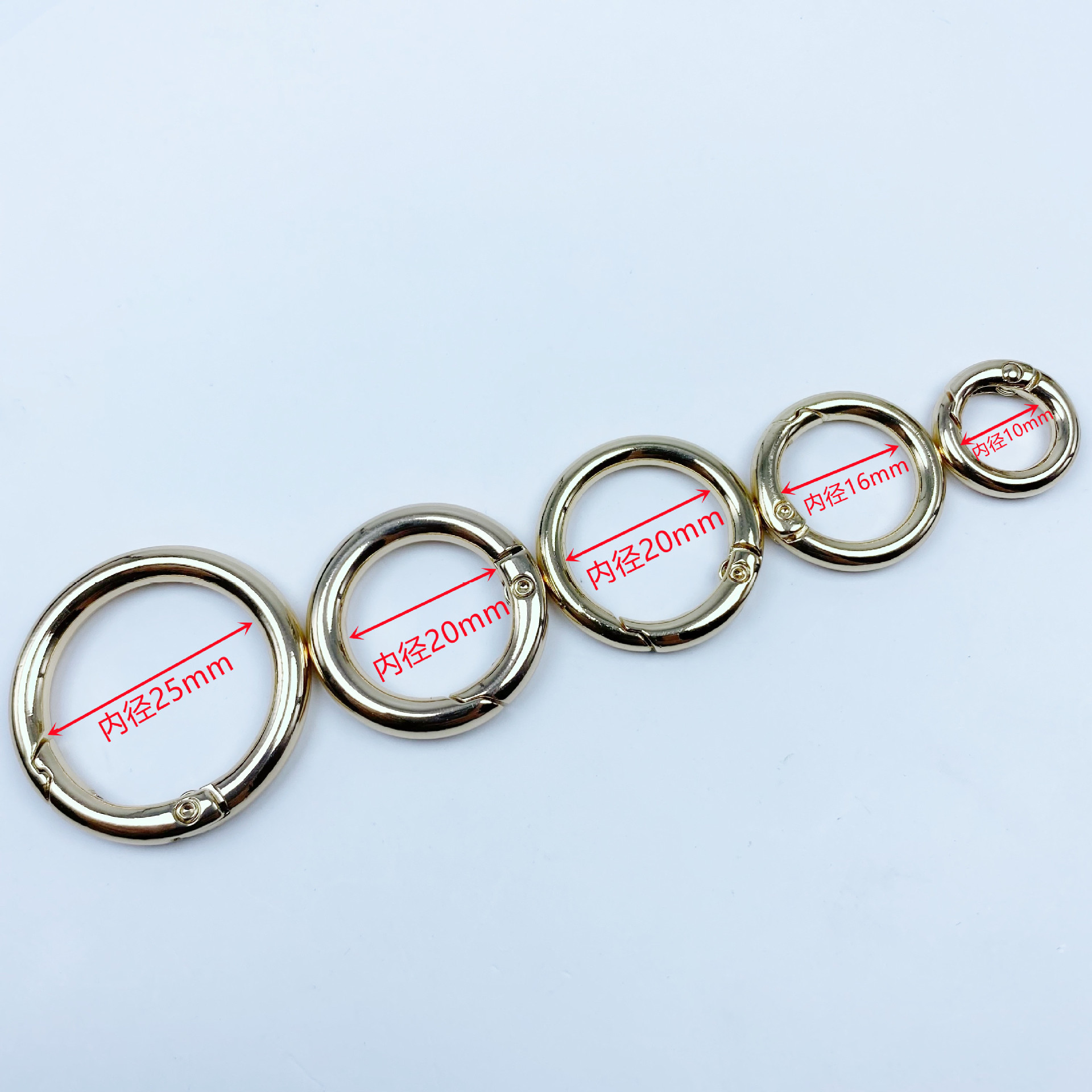 Hot Sale Zinc Alloy Spring Coil Box and Bag Hardware Accessories Broken Ring Metal Ring Bag Ribbon round Hooks