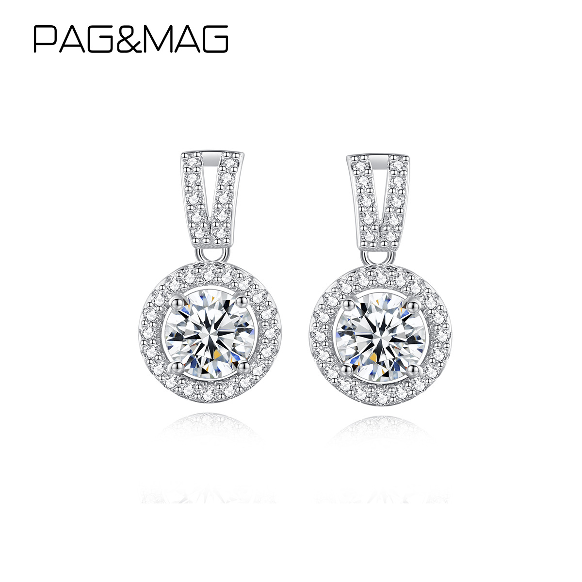 Pag & Mag Moissanite Earrings S925 Sterling Silver Stud Earrings 5.0mm Disc Support Identification Factory Direct Supply