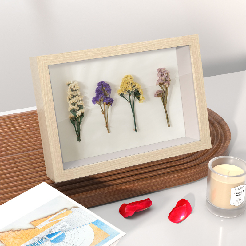 Light Painting Hollow Photo Frame and Picture Frame Wholesale Three-Dimensional Dried Flower Frame Photos on the Table Ornaments Solid Wood Photo Frame Diy Frame Wall Hanging
