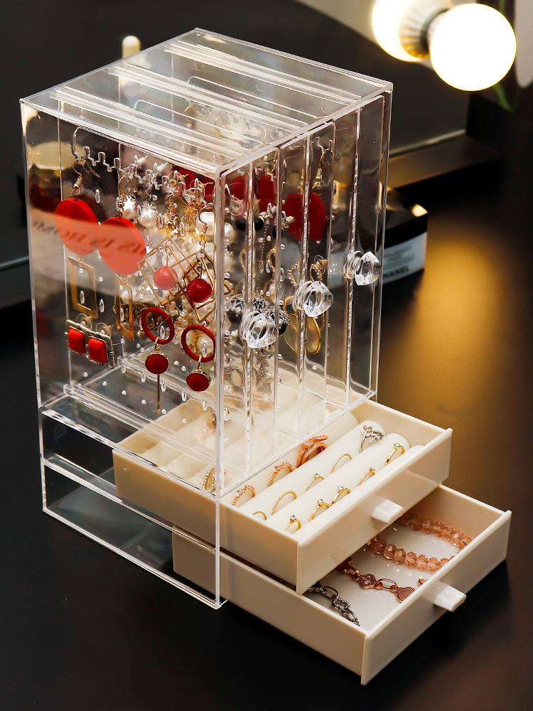 耳环收纳盒首饰盒耳夹耳钉手链项链珠宝饰品展示整理架子大容量