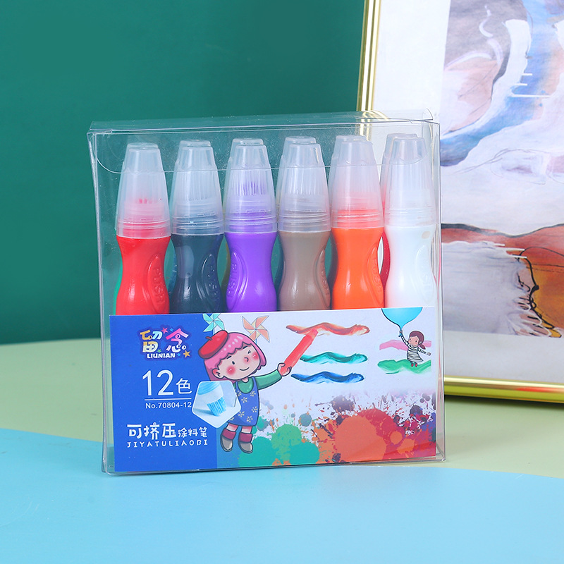 New 12 Colors Watercolor Pens Set Wholesale Acrylic Marker Pen Children Paint Pen DIY Student Drawing Set