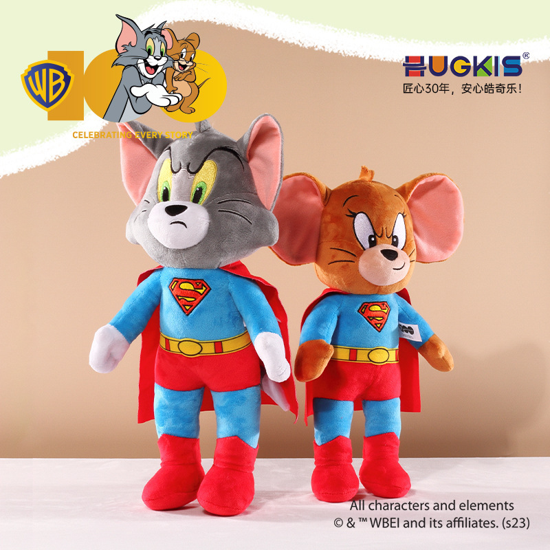 正版华纳100周年猫和老鼠扮超人毛绒公仔卡通玩偶潮玩钥匙扣挂件
