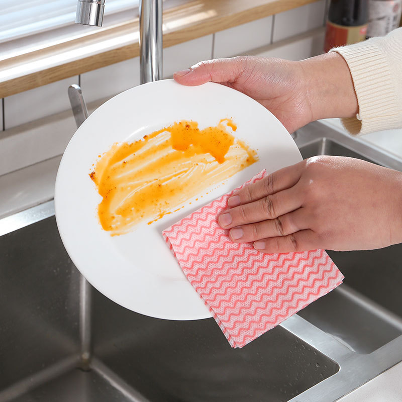 Thickened Lazy Rag Wet and Dry Disposable Dishcloth Kitchen Household Cleaning Oil-Absorbing Washable Non-Woven Fabric